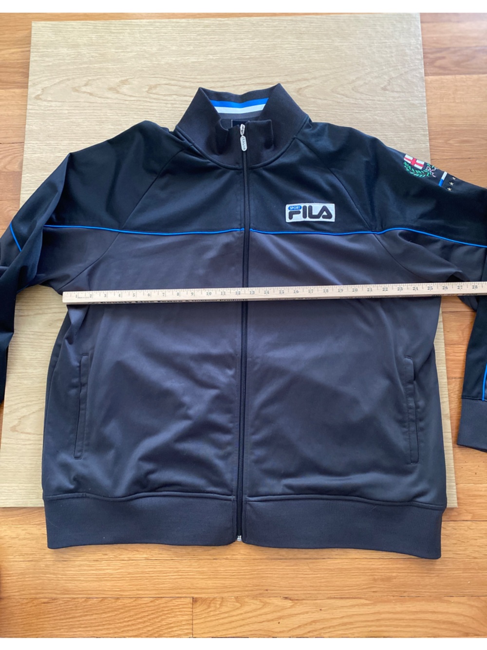 FILA VINTAGE  Black Track Jacket with Blue Trim ITALIA 🇮🇹 - Picture 3 of 16